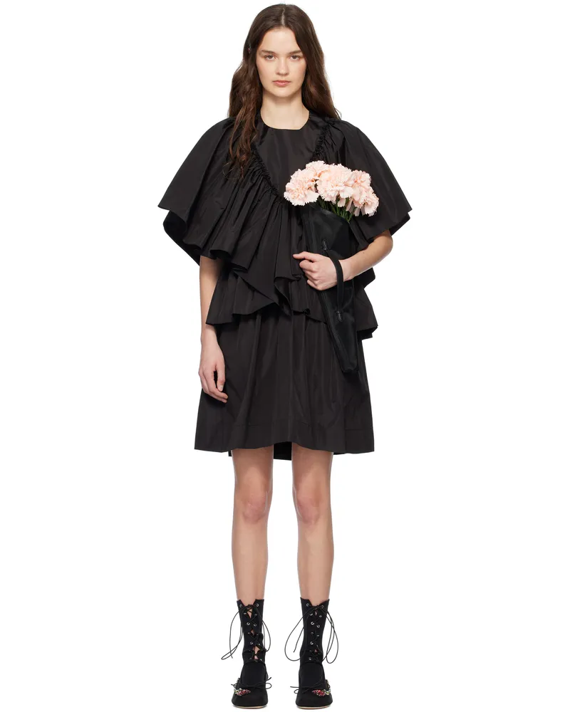 Simone Rocha Black Short Ruffle Minidress Black
