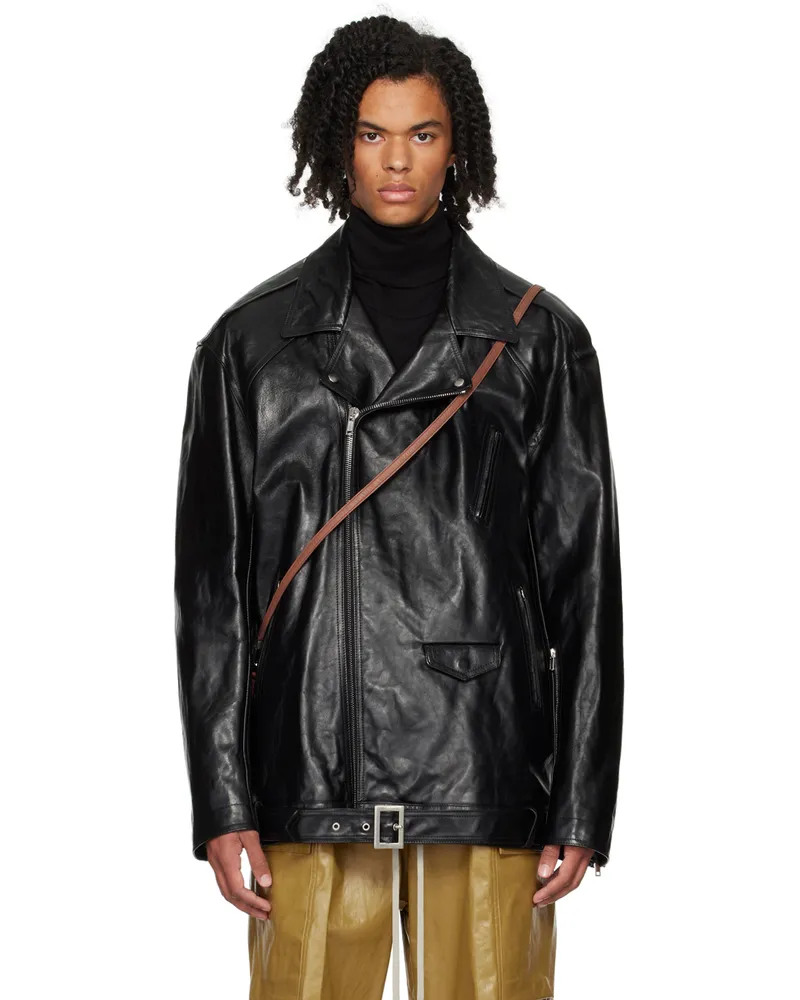 Rick Owens Black Porterville Jumbo Luke Stooges Leather Jacket Black