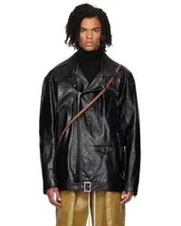 Rick Owens Black Porterville Jumbo Luxe Stooges Leather Jacket Black