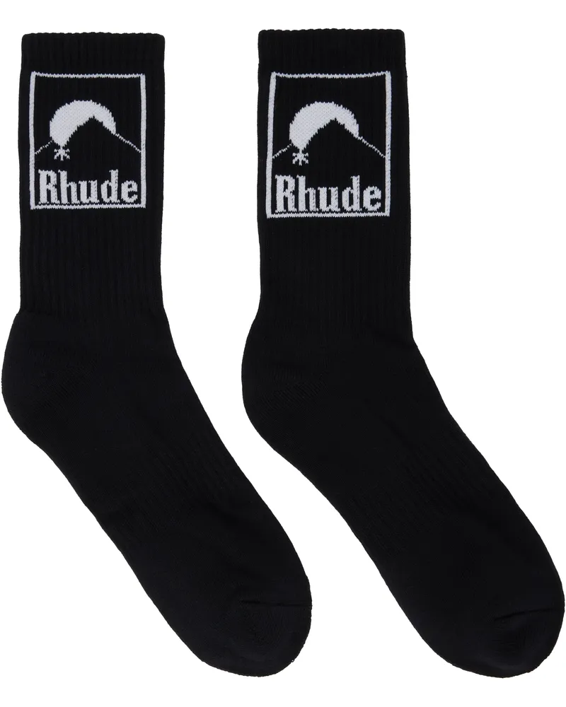 RHUDE Black 'Rhude' Moonlight Badge Socks Black