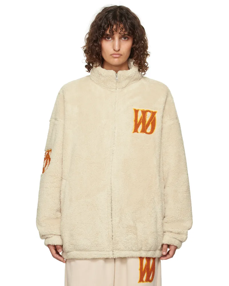 WE 11 DONE Beige Bouclé Logo Fleece Jacket Beige