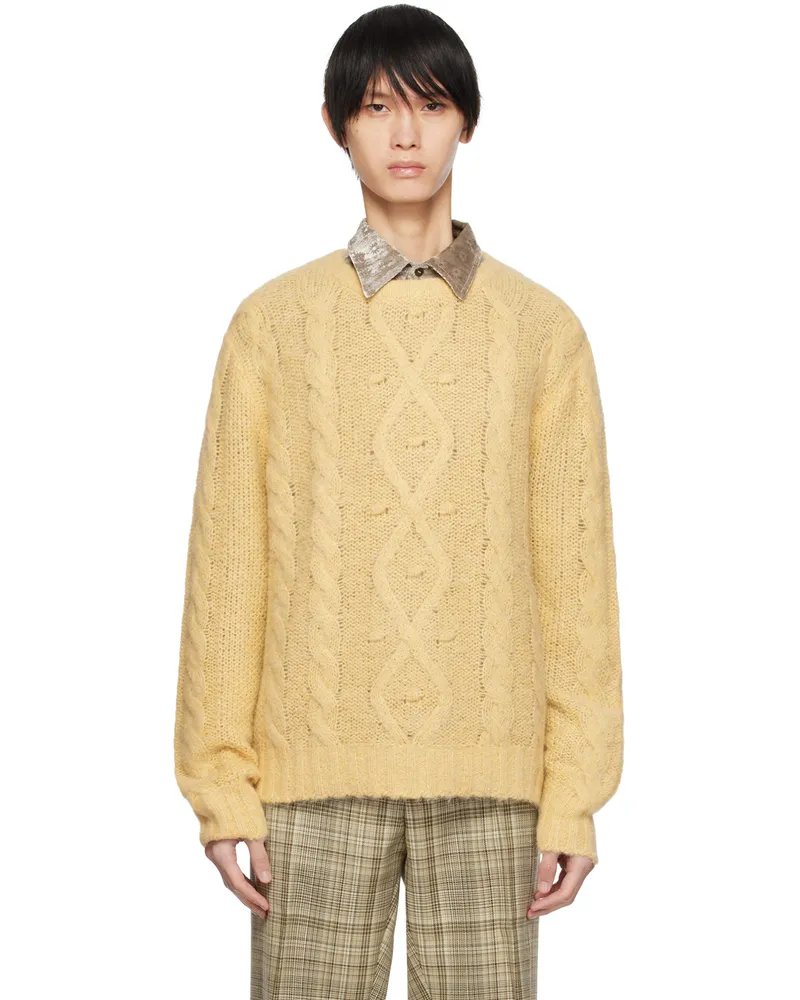 CMMN SWDN Yellow Brushed Sweater Faded