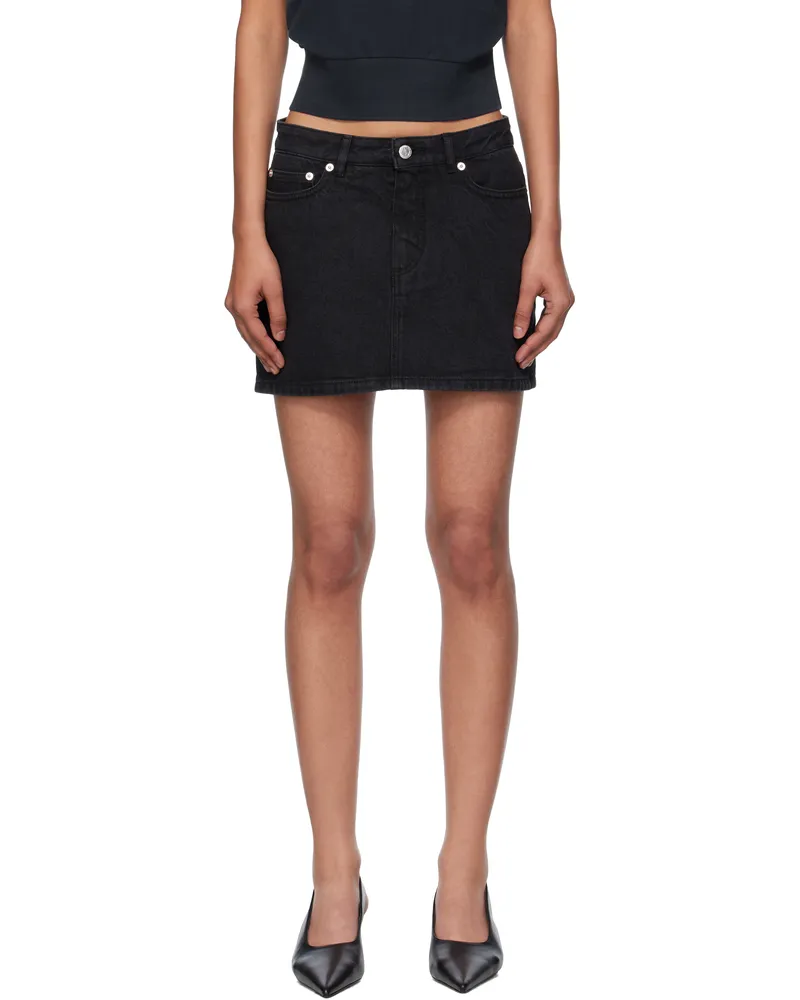 A.P.C. Black Stonewashed Denim Miniskirt Lze