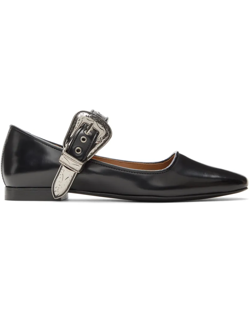 Toga Black Mary Jane Buckle Ballerina Flats Black