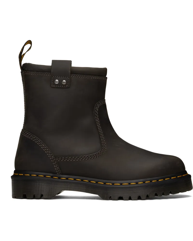 Dr.Martens Gray Anistone Lo Leather Boots Charcoal