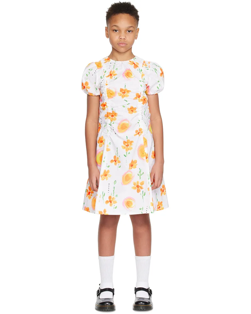 Marni Kids White Shirred Dress 0m100