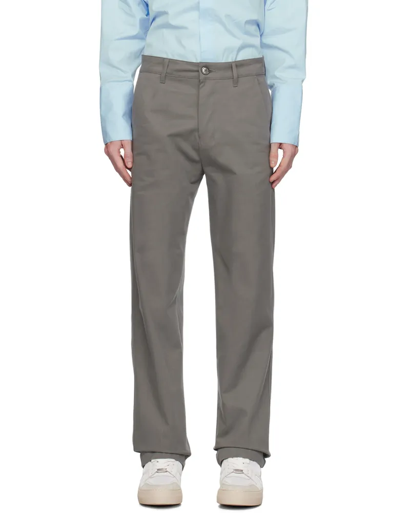 AMI Paris Grey Creased Trousers Mineral