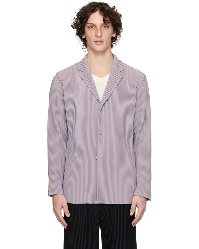 Issey Miyake Purple Tailored Pleats 2 Blazer 18-charcoal