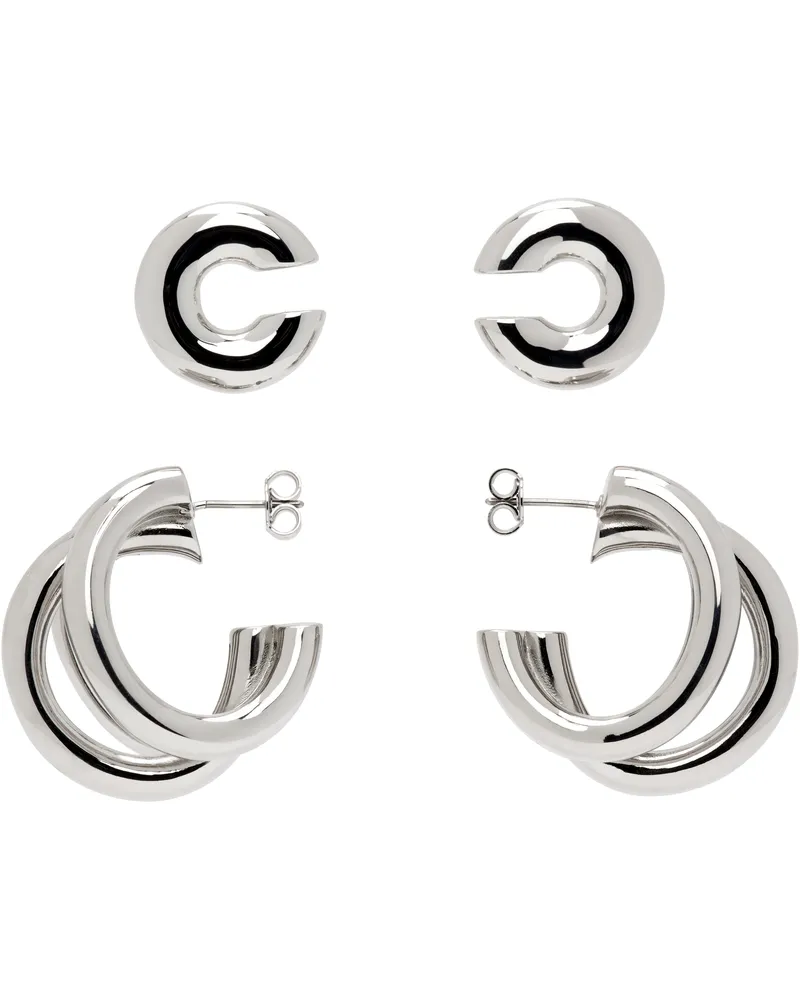 Paco Rabanne Pin & Cuff Earrings Set Silver