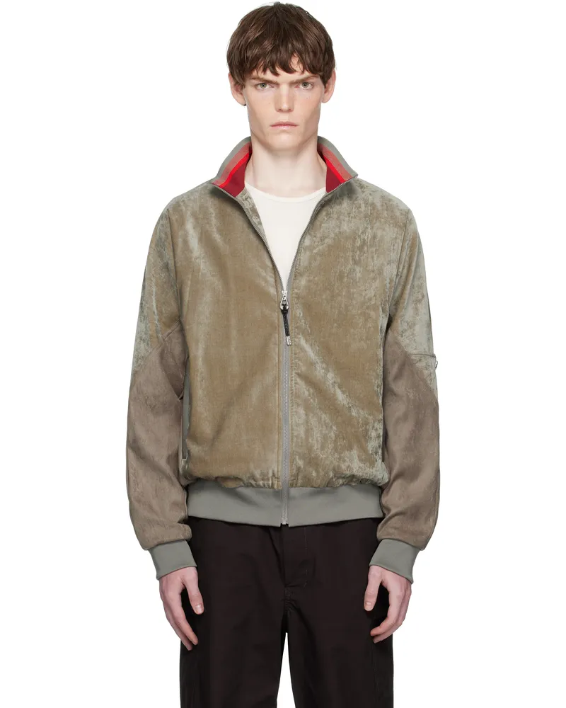 Toga Khaki Velvet Track Jacket Khaki