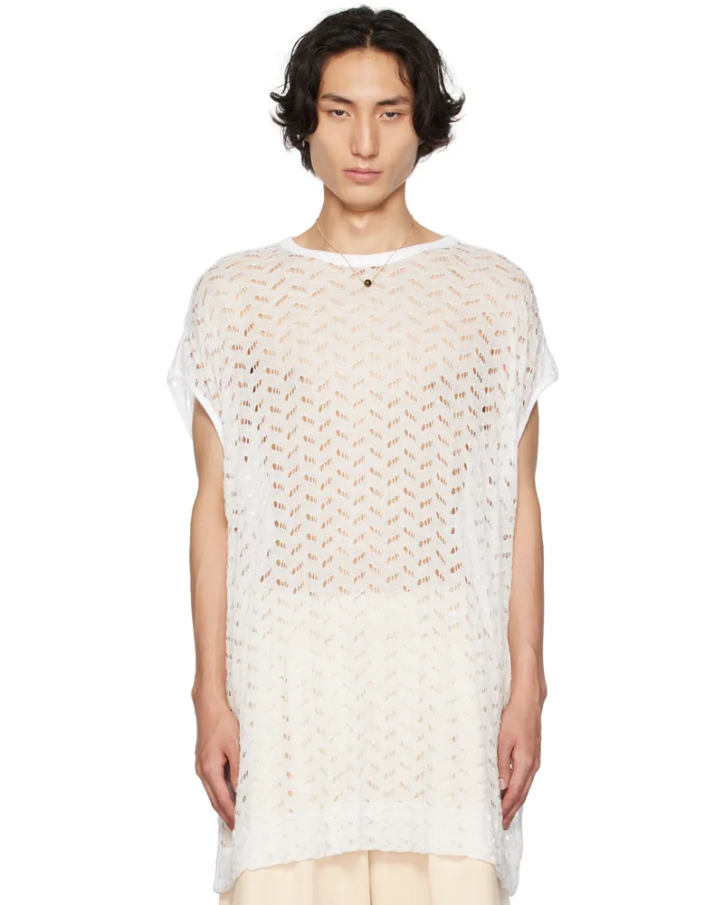 Dries van Noten White Crewneck Tank Top