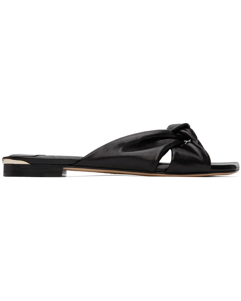 Jimmy Choo Black Avenue Flat Sandals Black
