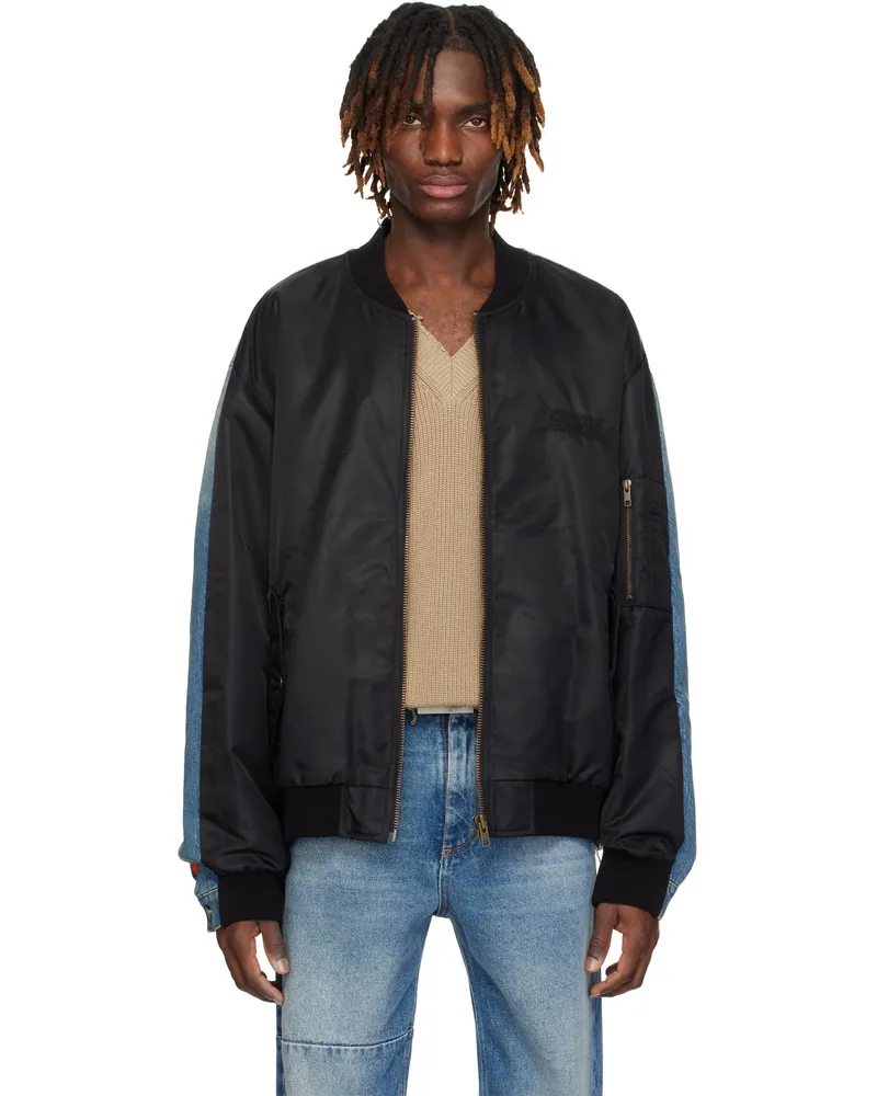 Maison Margiela Black Sports Denim Bomber Jacket 962