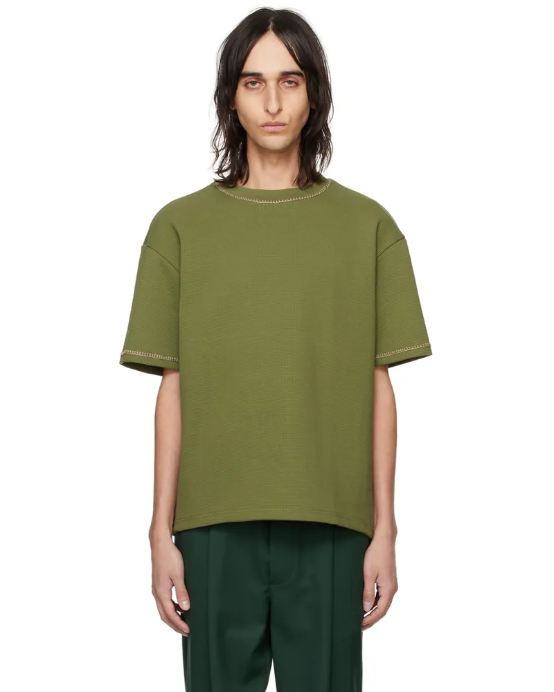 Drôle de Monsieur Green 'Le T-Shirt Nid d'Abeille' T-Shirt Kaki