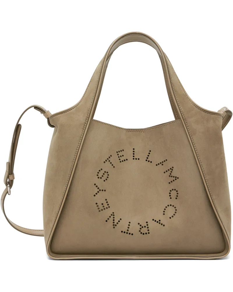 Stella McCartney Khaki Faux-Suede Logo & Piping Crossbody Tote 2942