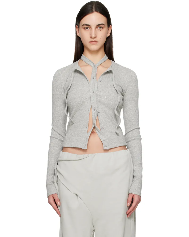 OTTOLINGER Gray Double Closure Rib Cardigan Silver