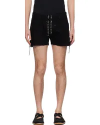 Ludovic de Saint Sernin Black Lace Up Denim Shorts Black