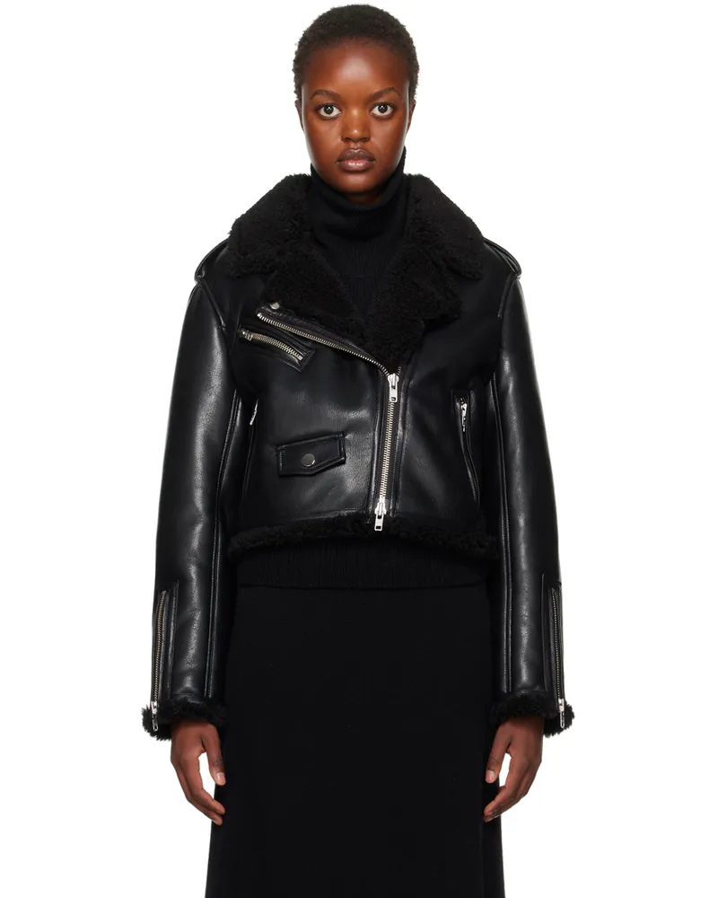 STAND Black Lillia Faux-Leather Jacket 89000
