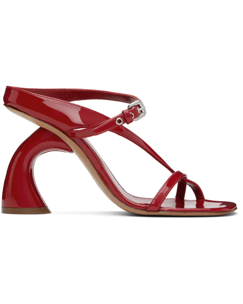 Dries van Noten Red Strappy Sculptural Heeled Sandals 351