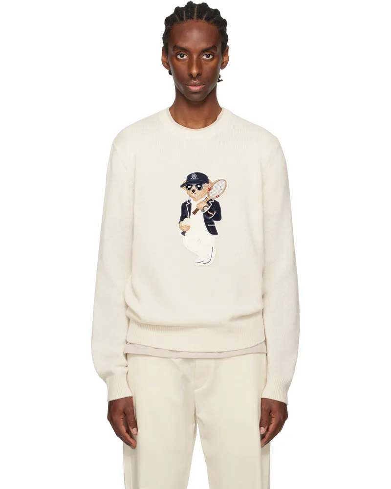Ralph Lauren Off-White Polo Bear Cashmere Sweater Classic