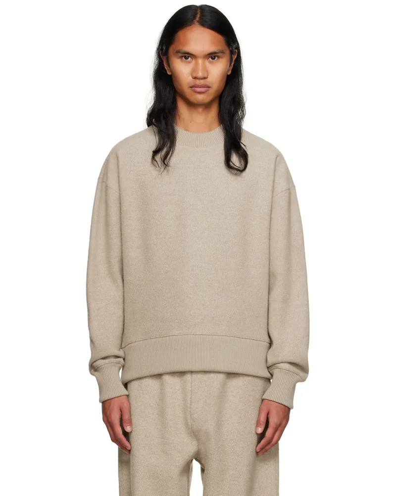 AMI Paris Taupe Crewneck Sweatshirt Argile