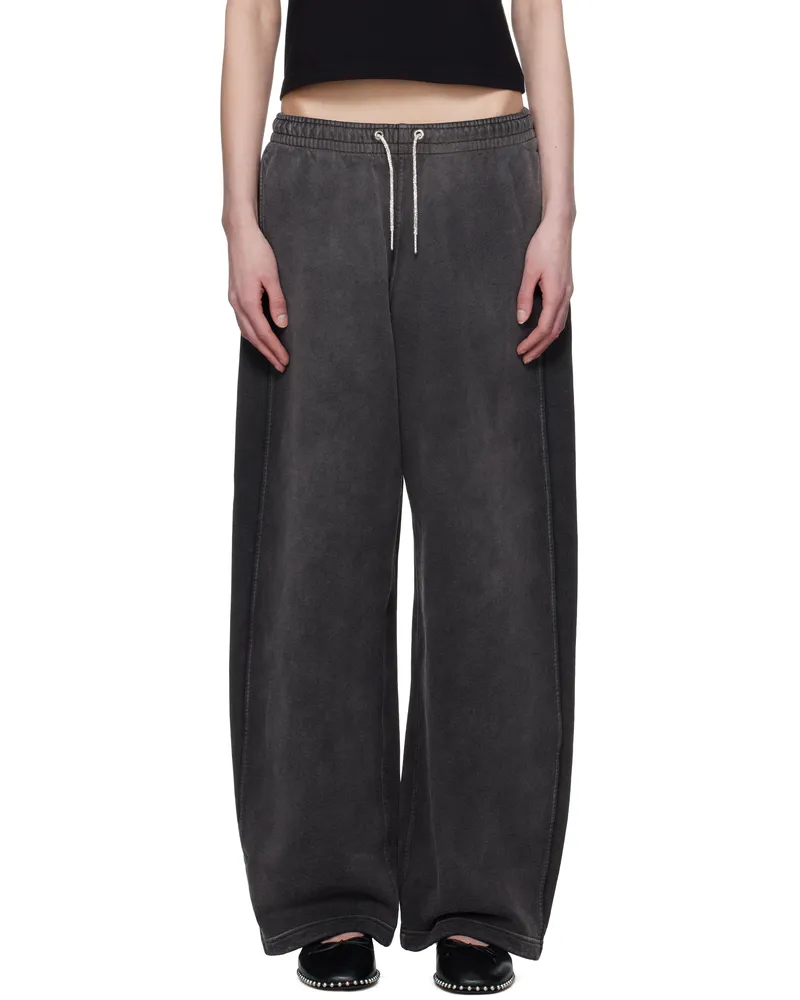 Alexander Wang Gray Crystal Hotfix Drawcord Sweatpants Washed