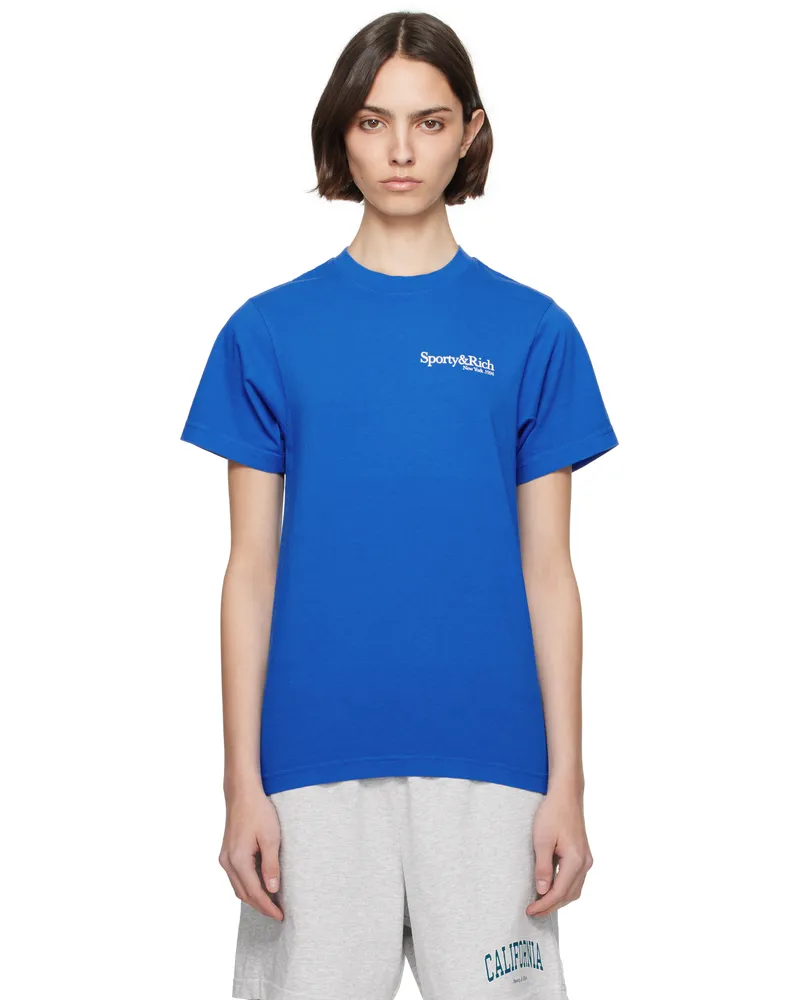 SPORTY & RICH Navy 'Health is Wealth' T-shirt 3743