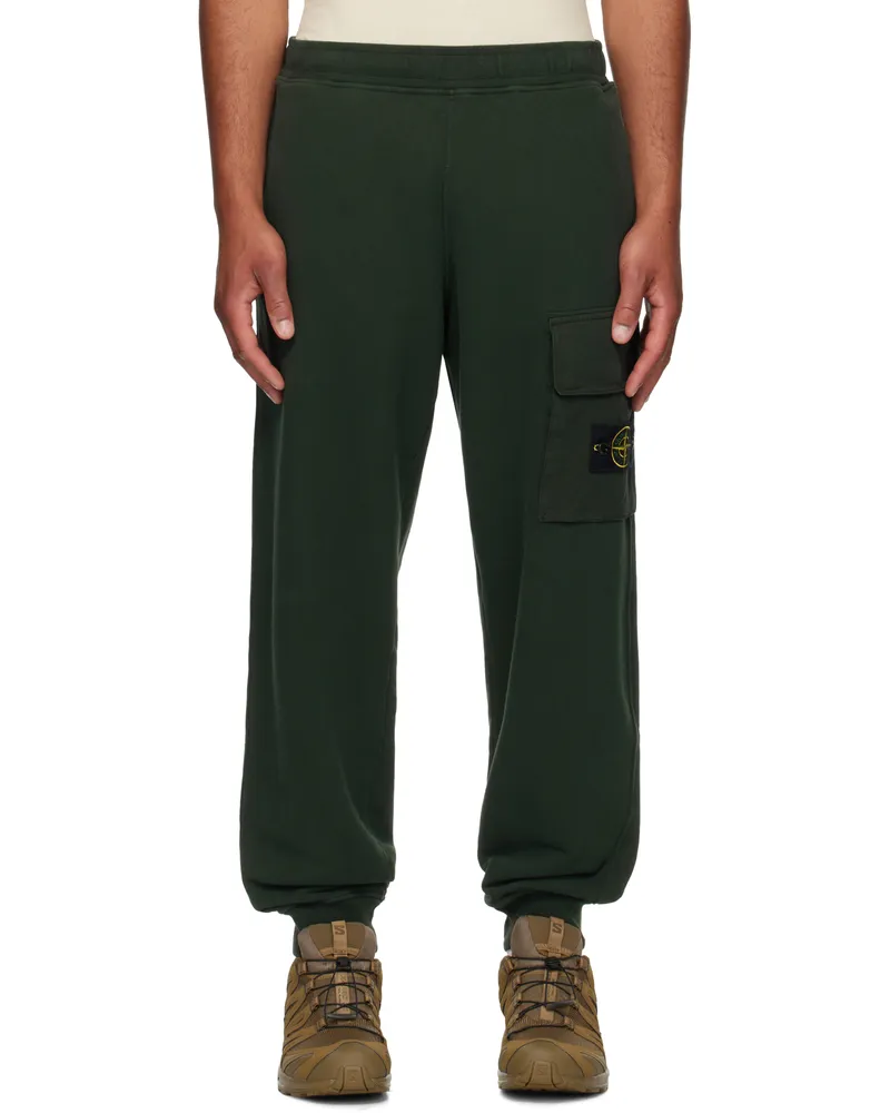 Stone Island Green 6200003 Brushed Organic Cotton Fleece Sweatpants V005e