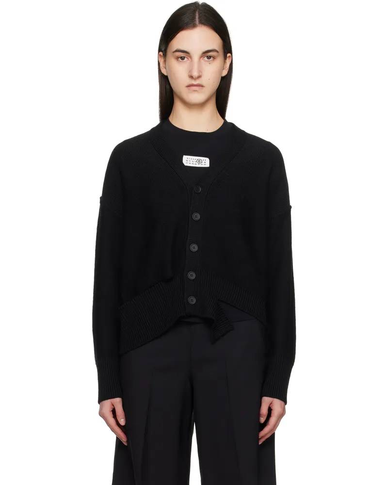 Maison Margiela Black Boxy Ripped Cardigan 900