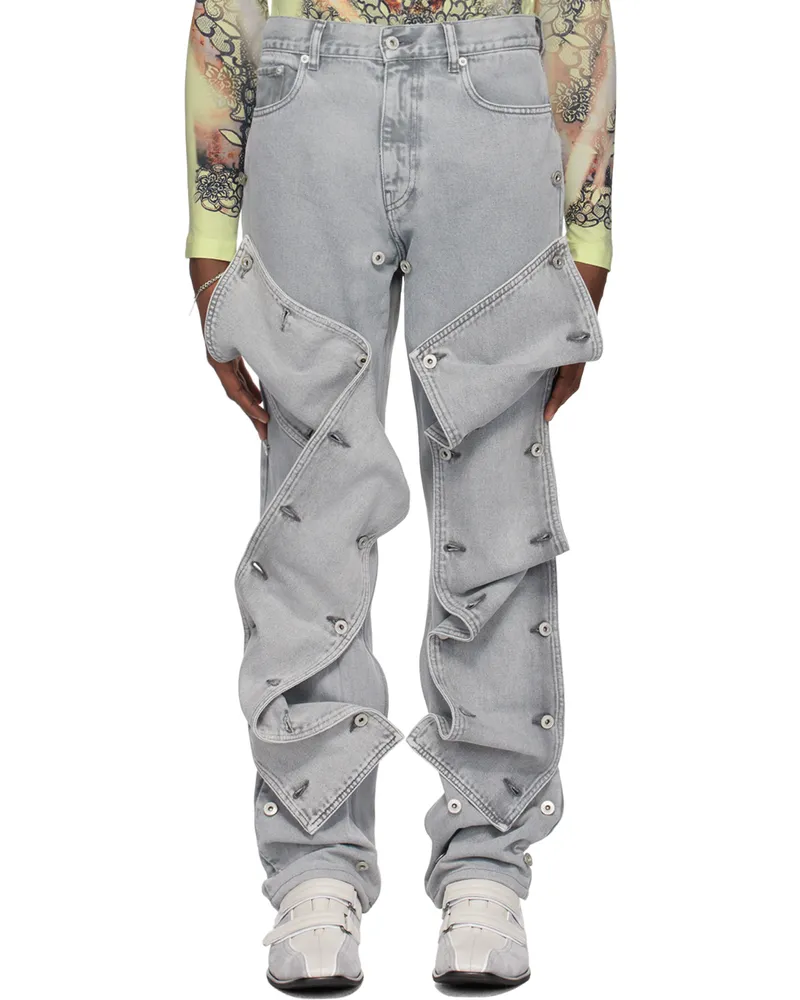 Y/PROJECT Gray Snap Off Jeans Grey