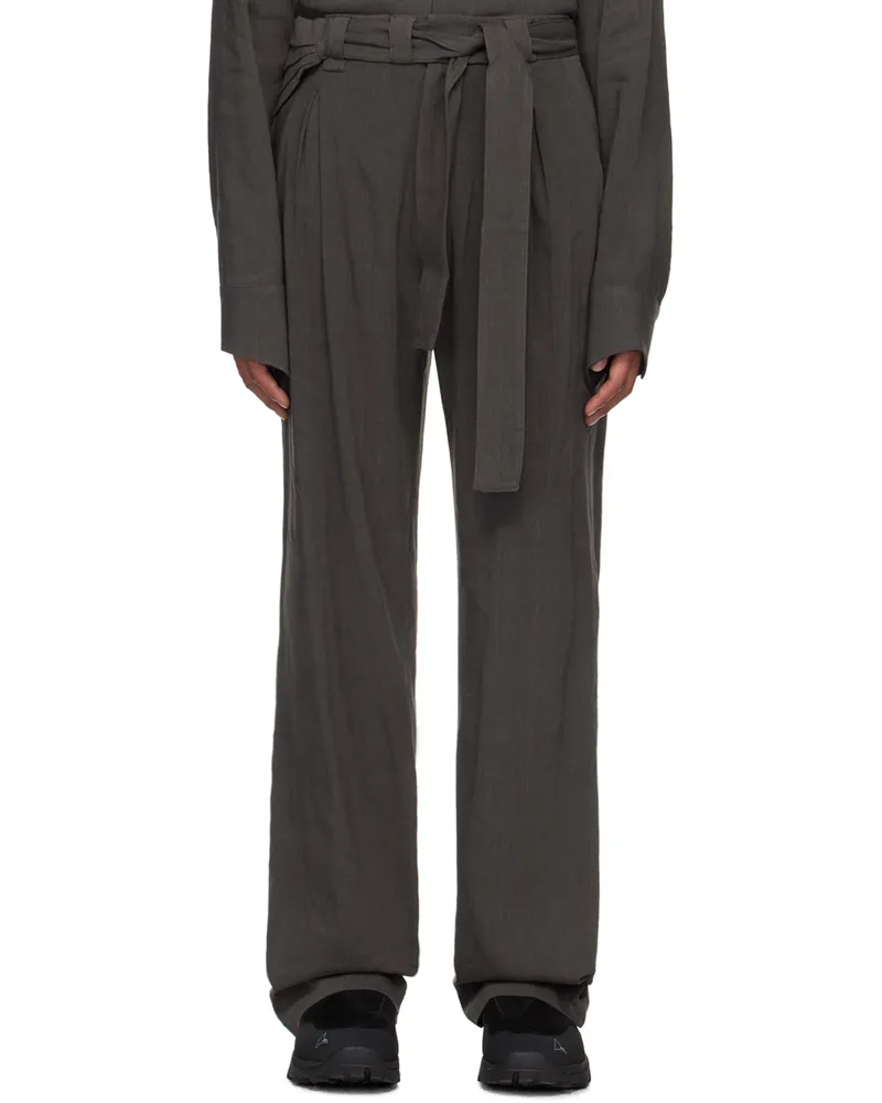 Hyein Seo Gray Detachable Pouch Trousers Charcoal