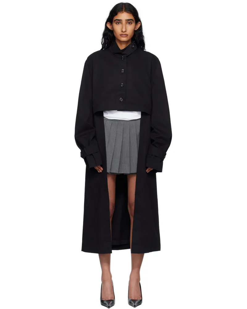 pushBUTTON Black Front Cropped Coat Bk