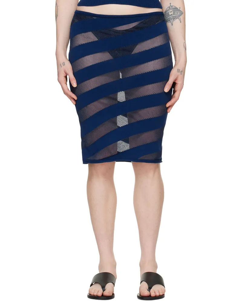 GIMAGUAS Navy Zebara Midi Skirt Navy