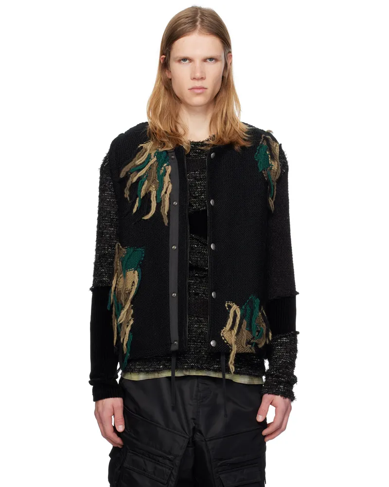 Andersson Bell Black Camouflage Knit Reversible Vest Black