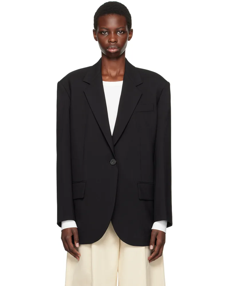Max Mara Black Oversized Wool Blazer 003