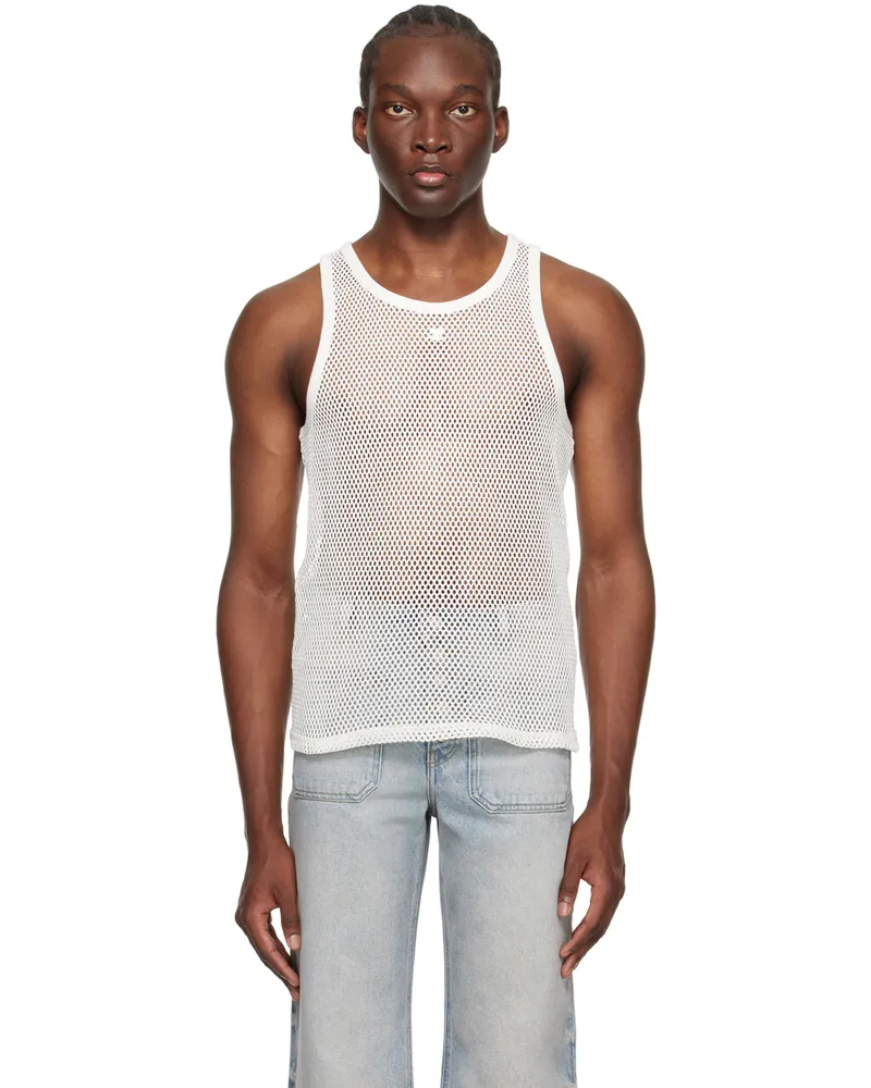 Courrèges Off-White Embroidered Tank Top 0001