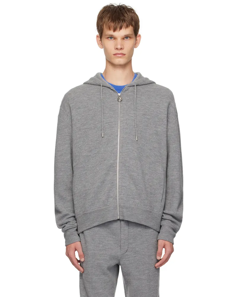 SOLID HOMME Gray Zip-Up Hoodie 636g