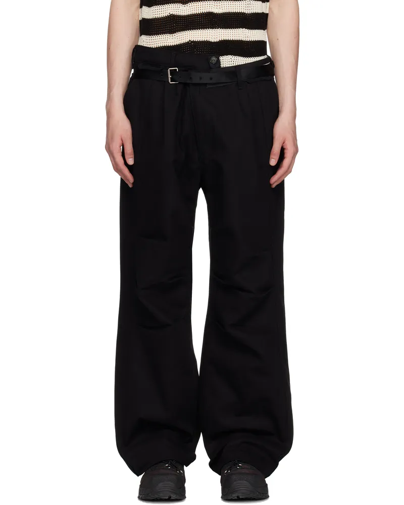Andersson Bell Black Cross-Over Wide Trousers Black
