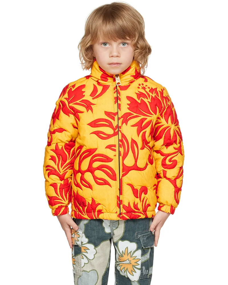 ERL Kids Orange Quilted Jacket Erl