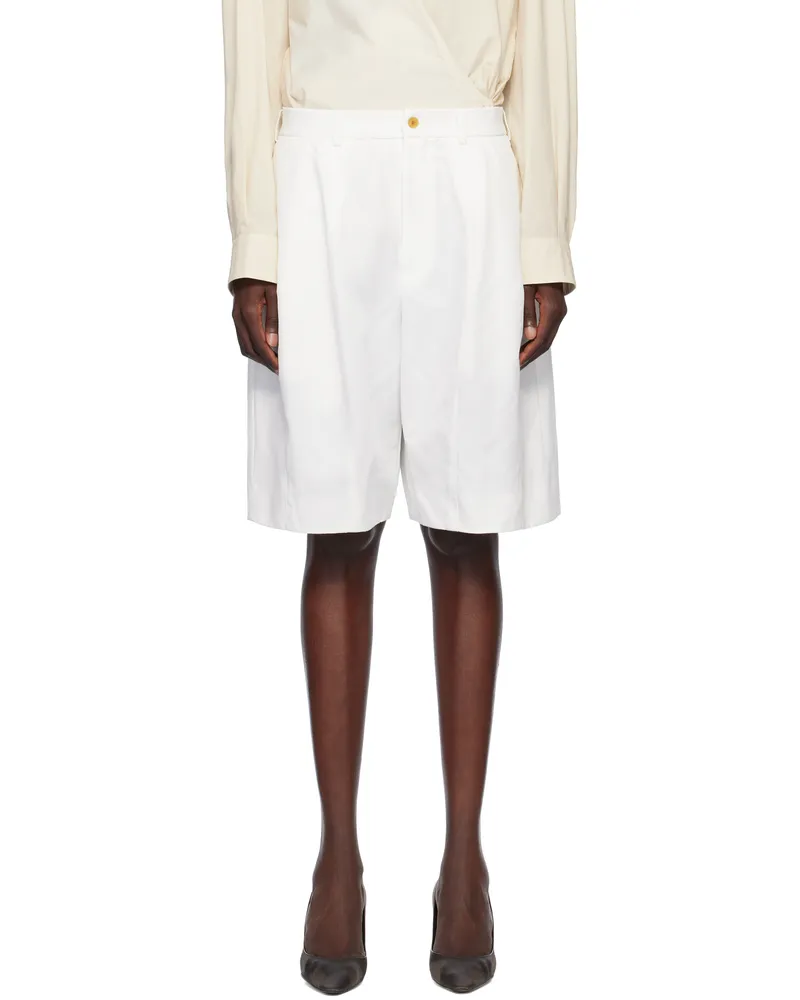 Comme des Garçons White Polyester Twill Shorts 1