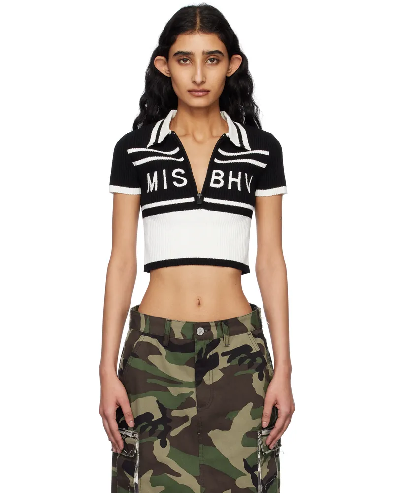 MISBHV Black & White Fluffy Cannes Cropped Polo Black&white
