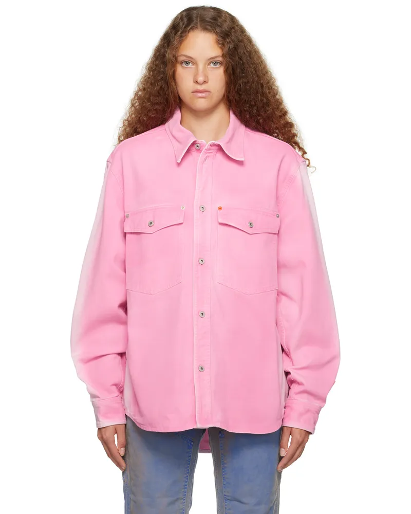Heron Preston Pink Faded Denim Jacket Fuchsia
