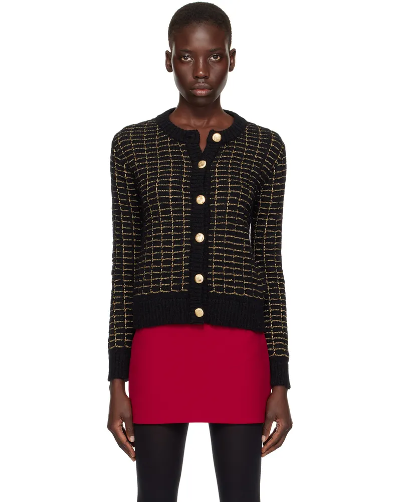 Ernest W. Baker Black Check Cardigan Black