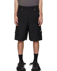 WE 11 DONE Black Frayed Cargo Shorts Black