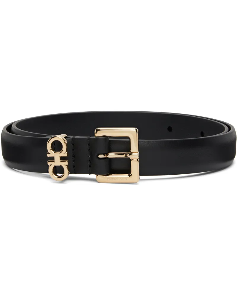 Ferragamo Black Gancini Skinny Belt 001