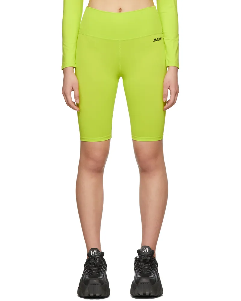 MSGM Green Micro Logo Bike Shorts 32