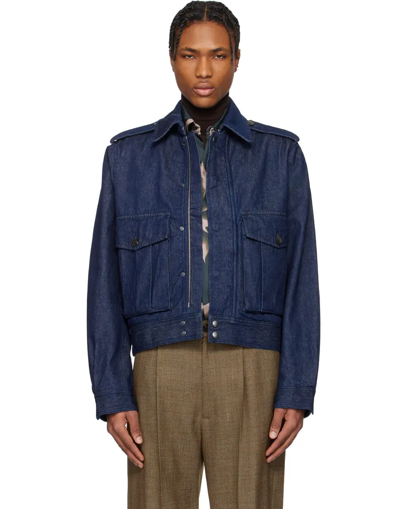 Dries van Noten Navy Cropped Denim Jacket 507