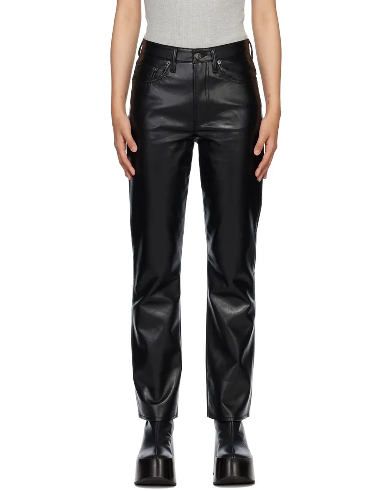 AGOLDE Black Relaxed Boot Leather Pants Detox