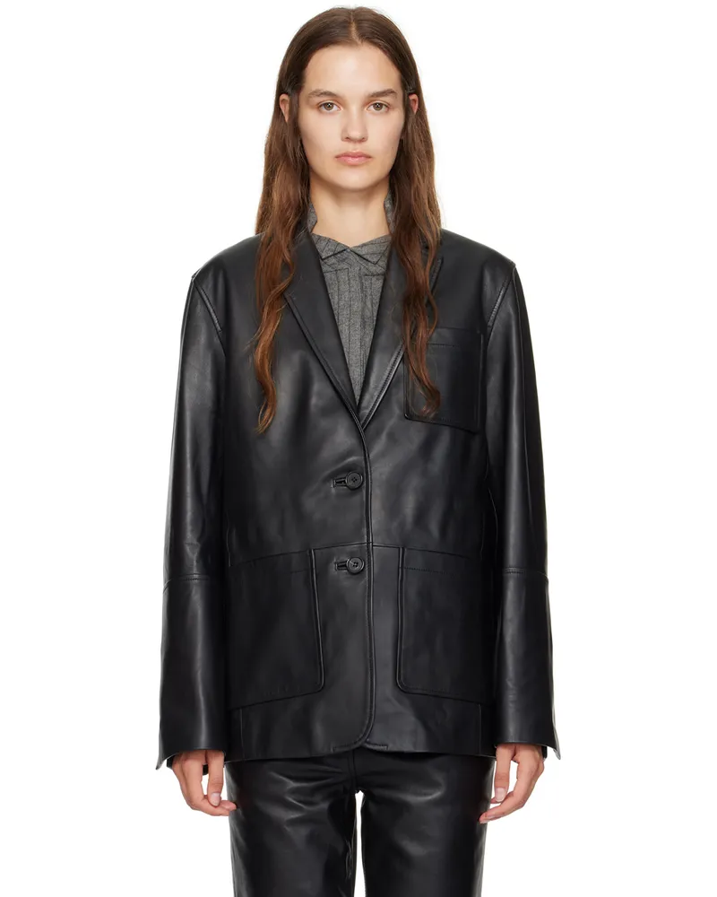 Proenza Schouler Black Proenza Schouler White Label Tesema Leather Blazer 001
