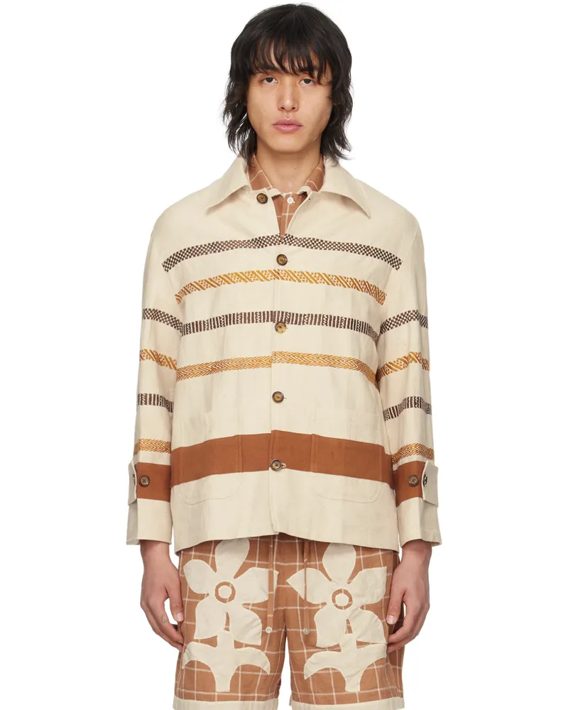 HARAGO Off-White Kantha Jacket Off